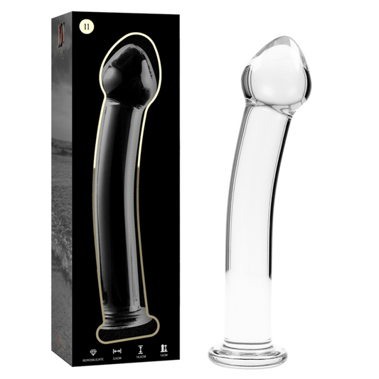 SÉRIE NEBULA DA IBIZA - MODELO 11 DILDO DE VIDRO BOROSILICADO TRANSPARENTE 16 CM -OU- 3 CM