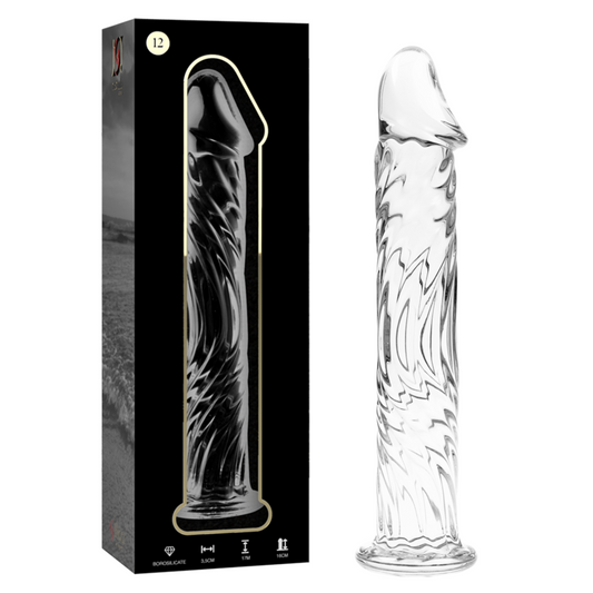 SÉRIE NEBULA DA IBIZA - MODELO 12 DILDO DE VIDRO BOROSILICADO TRANSPARENTE 17 CM -OU- 3,5 CM