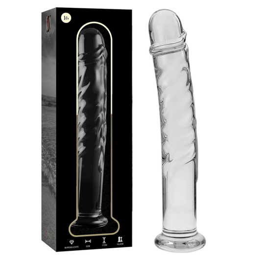 SÉRIE NEBULA DA IBIZA - MODELO 16 DILDO DE VIDRO BOROSILICADO TRANSPARENTE 18,5 CM -OU- 3 CM