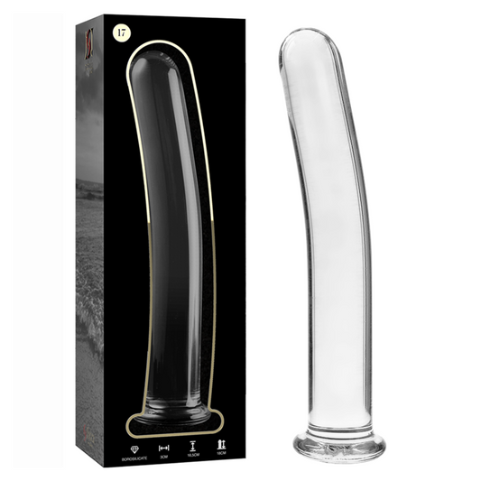 SÉRIE NEBULA DA IBIZA - MODELO 17 DILDO DE VIDRO BOROSILICADO TRANSPARENTE 18,5 CM -OU- 3 CM