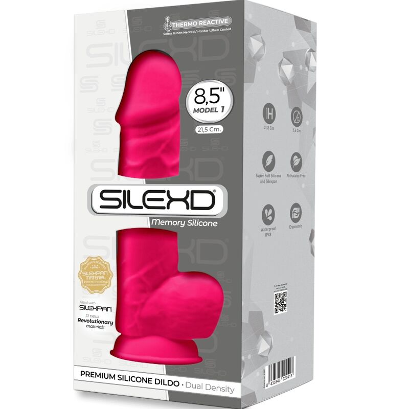 SILEXD - MODELO 1 PÊNIS REALISTA PREMIUM SILICONE SILEXPAN FÚCSIA 21,5 CM