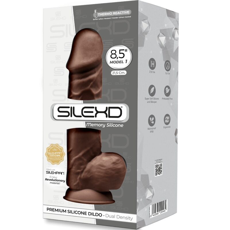 SILEXD - MODEL 1 REALISTIC PENIS PREMIUM SILICONE SILEXPAN BROWN 21.5 CM