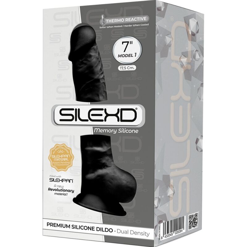 SILEXD - MODELO 1 PÊNIS REALISTA PREMIUM SILICONE SILEXPAN PRETO 17,5 CM