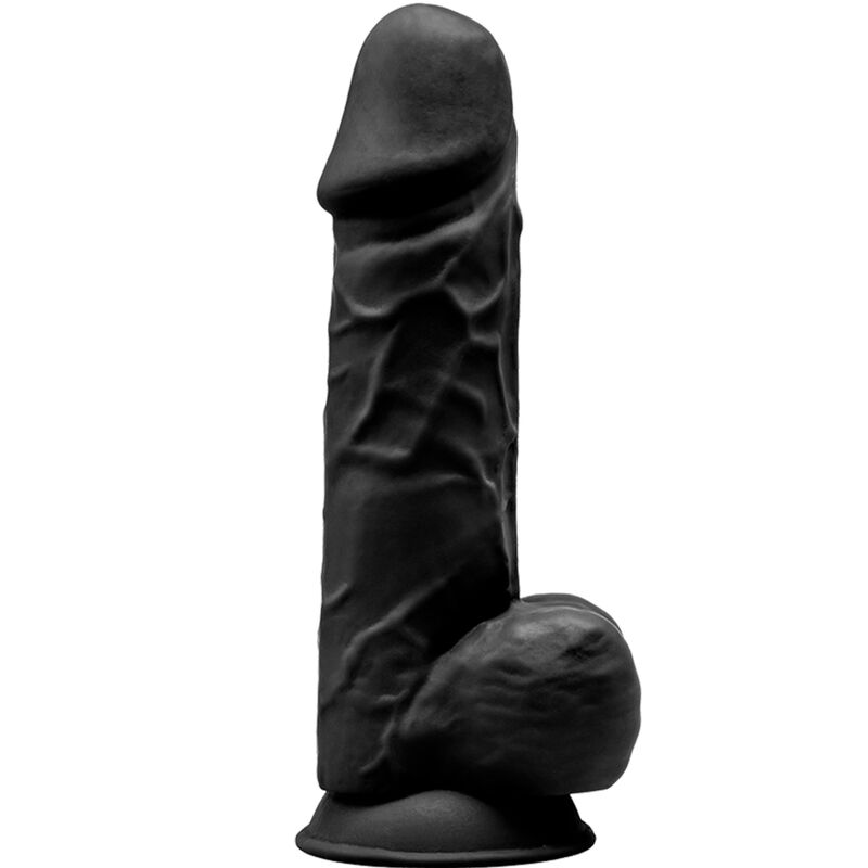 SILEXD - MODELO 1 PENE REALISTICO SILICONA PREMIUM SILEXPAN NEGRO 21.5 CM