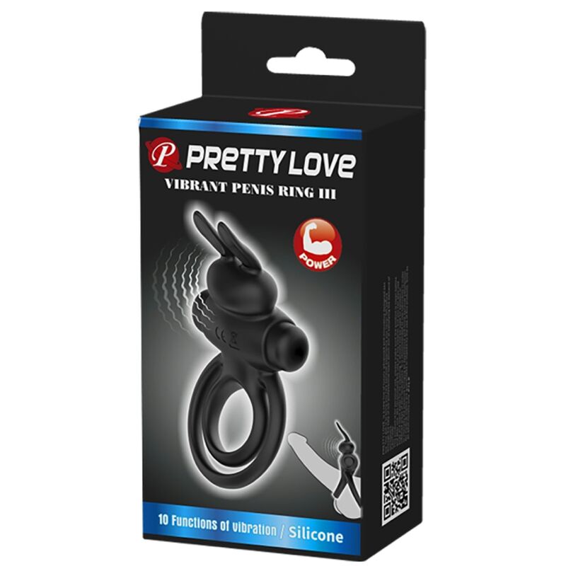 PRETTY LOVE - VIBRATING RING III BLACK RABBIT PENIS