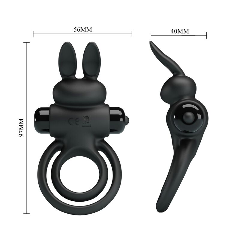 PRETTY LOVE - VIBRATING RING III BLACK RABBIT PENIS