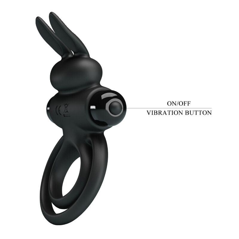 PRETTY LOVE - VIBRATING RING III BLACK RABBIT PENIS