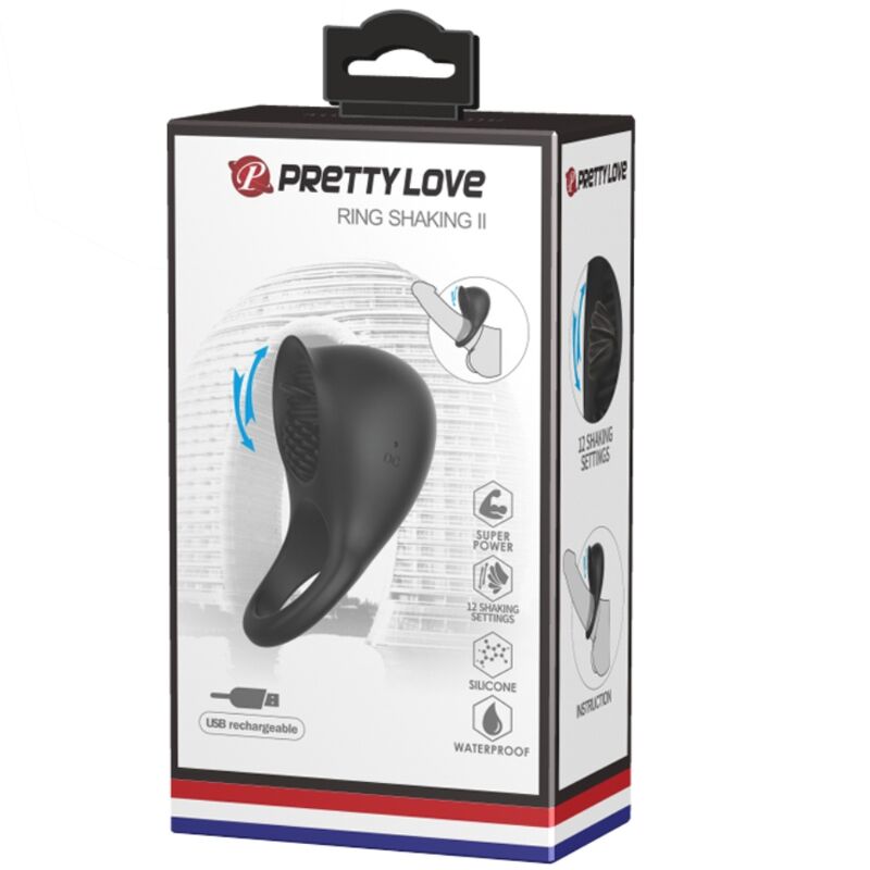 PRETTY LOVE - BLACK VIBRATING TONGUE PENIS RING