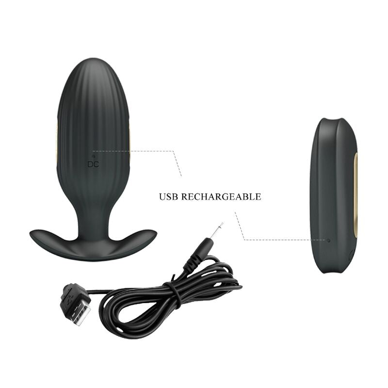 PRETTY LOVE - KELLY ANAL PLUG RECHARGEABLE VIBRATOR BLACK