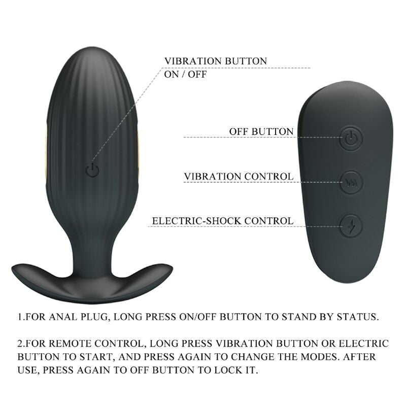 PRETTY LOVE - KELLY ANAL PLUG RECHARGEABLE VIBRATOR BLACK