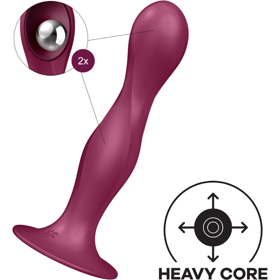 SATISFYER - DUPLA BALL-R SILICONE DILDO GARNET