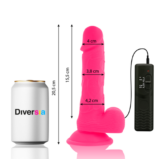 DIVERSIA - DILDO FLEXIBLE CON VIBRACION ROSA 20.5 CM -O- 4.2 CM