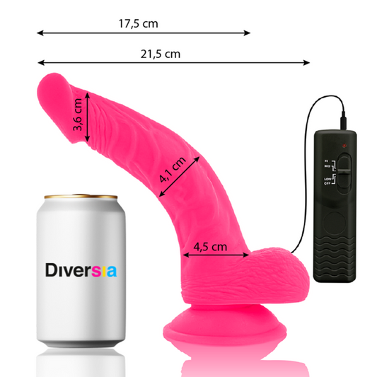 DIVERSIA - DILDO VIBRATÓRIO FLEXÍVEL ROSA 21,5 CM -OU- 4,5 CM