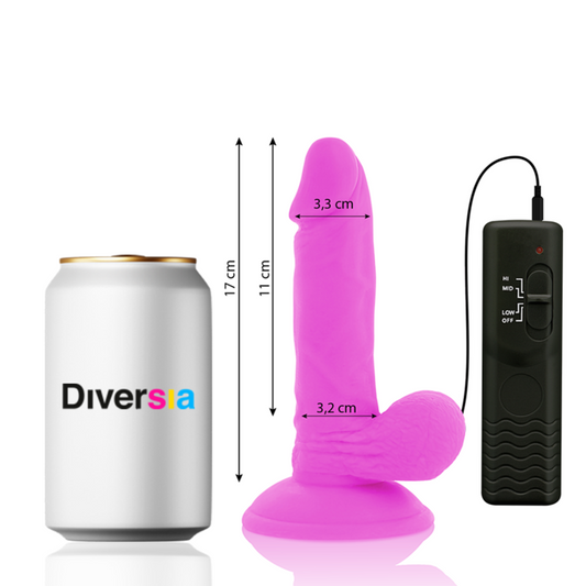 DIVERSIA - DILDO VIBRATÓRIO FLEXÍVEL ROXO 17 CM -OU- 3,3 CM