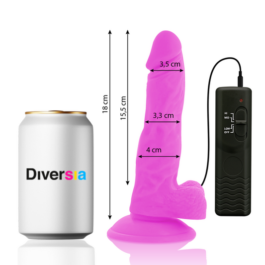 DIVERSIA - DILDO VIBRATÓRIO FLEXÍVEL LILÁS 18 CM -OU- 4 CM