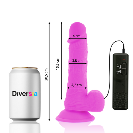 DIVERSIA - DILDO VIBRATÓRIO FLEXÍVEL LILAC 20,5 CM -OU- 4,2 CM