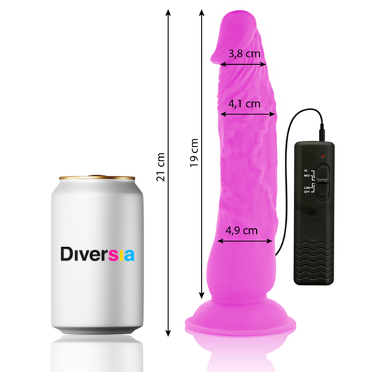 DIVERSIA - FLEXIBLE VIBRATING DILDO LILAC 21 CM -OR- 4.9 CM