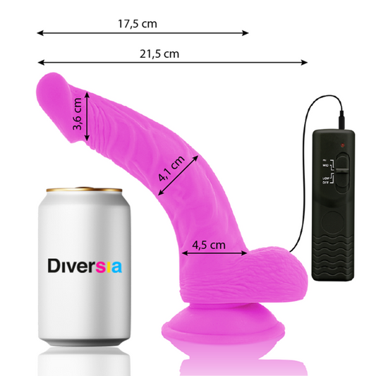 DIVERSIA - FLEXIBLE VIBRATING DILDO LILAC 21.5 CM -OR- 4.5 CM