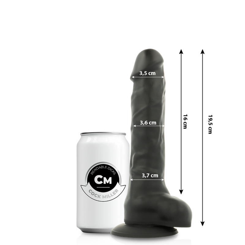 COCK MILLER - DENSITY SILICONE ARTICULABLE COCKSIL BLACK 19.5 CM