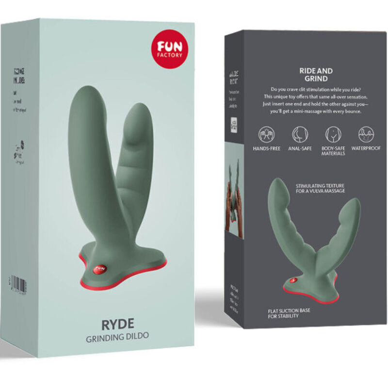 FUN FACTORY - RYDE DUPLO DILDO E MASSAGEADOR VERDE