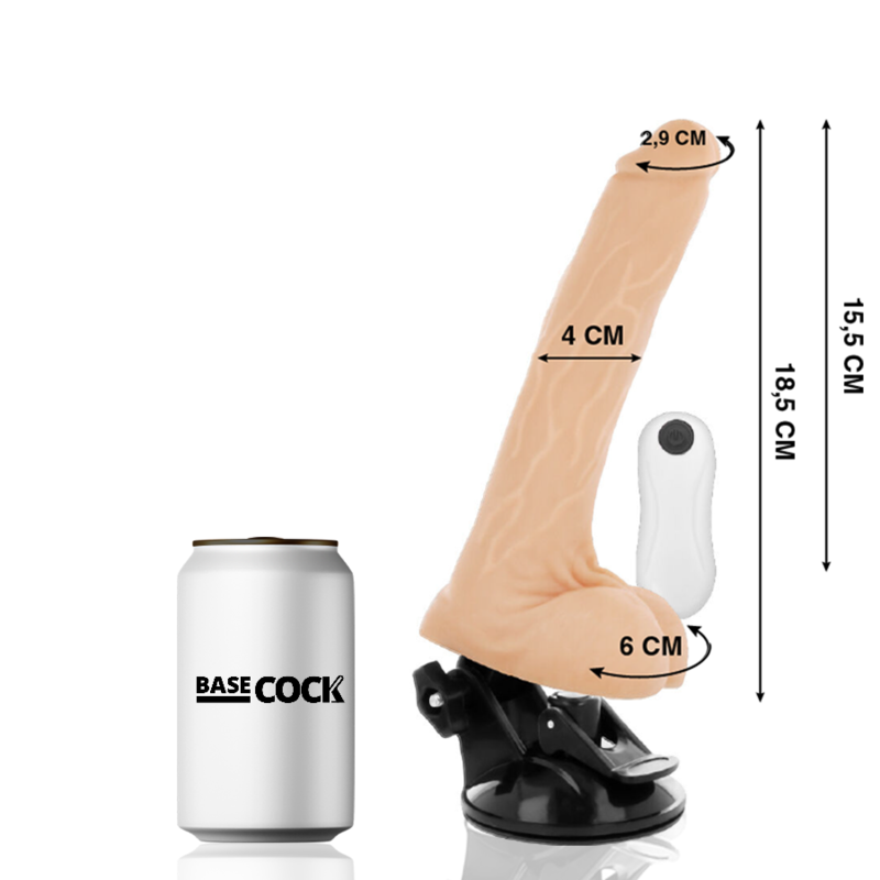 BASECOCK - VIBRADOR ARTICULADO COM CONTROLE REMOTO PRETO 18,5 CM -OU- 4 CM