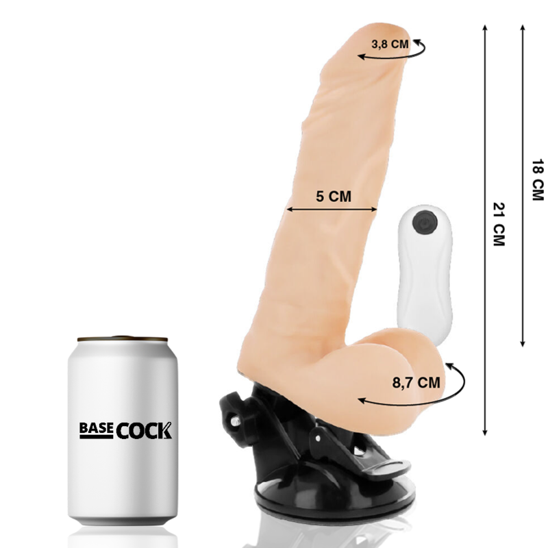 BASECOCK - VIBRADOR ARTICULABLE CONTROL REMOTO NATURAL 21 CM -O- 5 CM