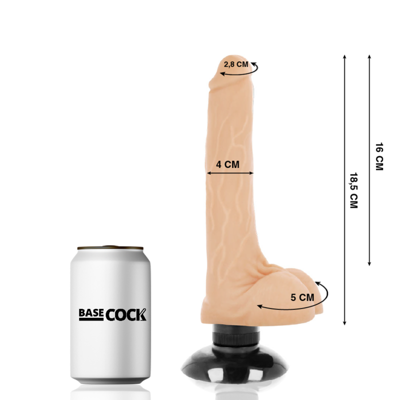 BASECOCK - REALISTIC VIBRATOR 2-1 BLACK 18.5 CM -O- 4 CM