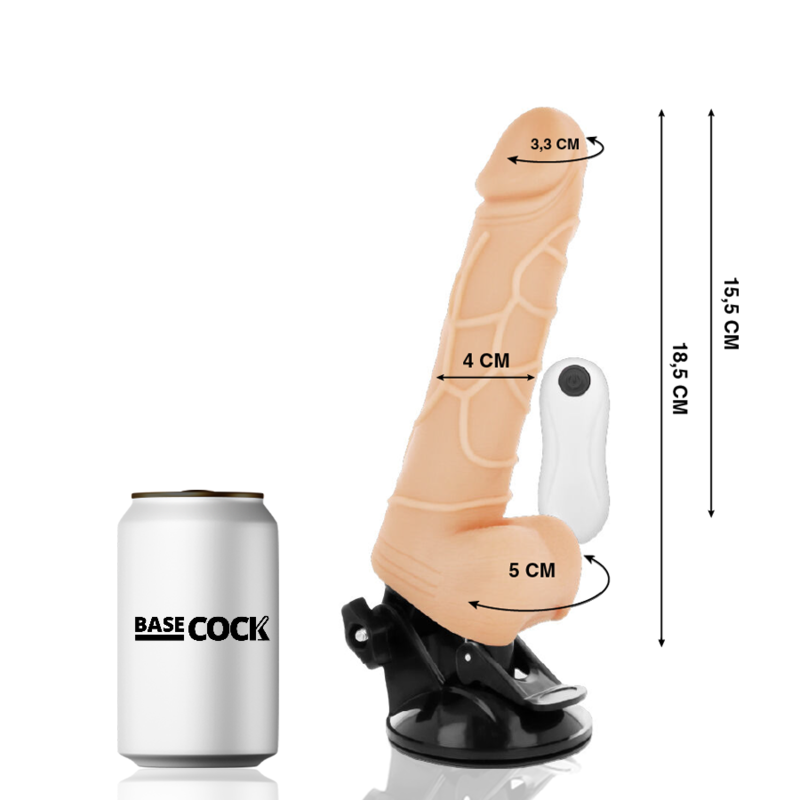 BASECOCK - VIBRADOR REALISTA NATURAL COM CONTROLE REMOTO 18,5 CM -OU- 4CM