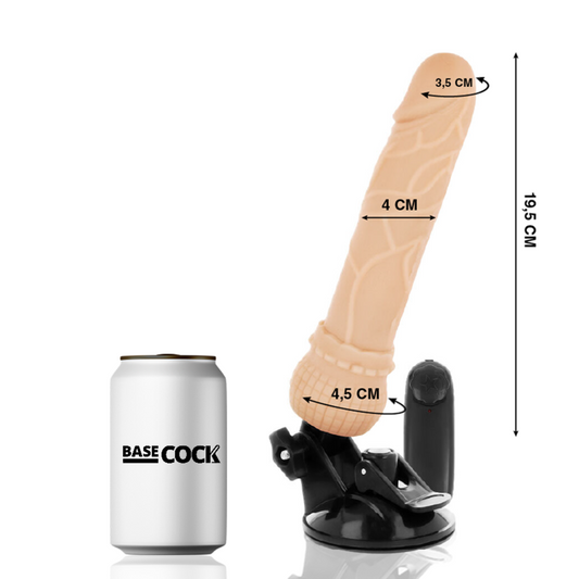 BASECOCK - VIBRADOR REALISTA NATURAL COM CONTROLE REMOTO 19,5 CM -OU- 4 CM