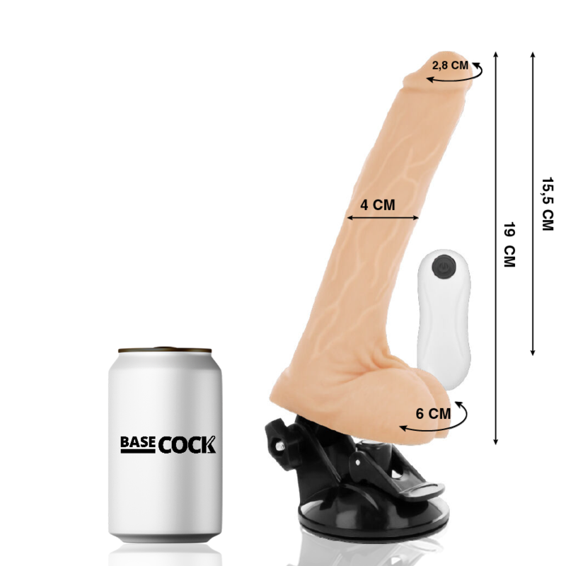 BASECOCK - VIBRADOR REALISTA NATURAL COM CONTROLE REMOTO 19 CM -OU- 4 CM