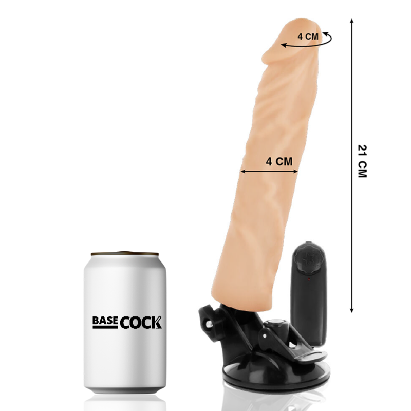 BASECOCK - VIBRADOR REALISTA NATURAL COM CONTROLE REMOTO 21 CM -OU- 4 CM