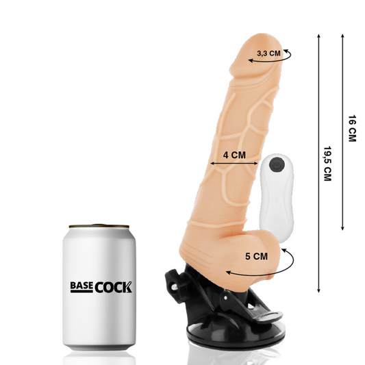 BASECOCK - VIBRADOR REALISTA NATURAL COM CONTROLE REMOTO COM TESTÍCULOS 19,5 CM -OU- 4 CM