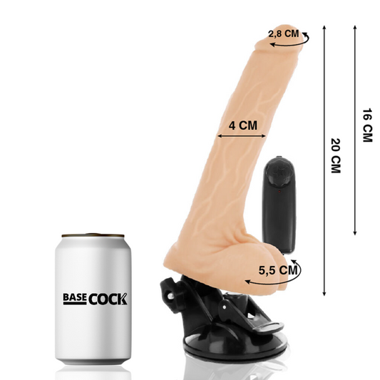 BASECOCK - VIBRADOR REALISTA NATURAL COM CONTROLE REMOTO COM TESTÍCULOS 20 CM -OU- 4 CM