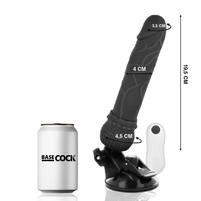 BASECOCK - VIBRADOR REALISTA NATURAL COM CONTROLE REMOTO 19,5 CM -OU- 4 CM