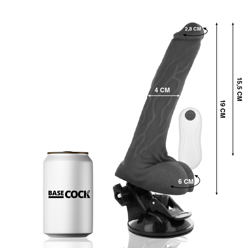 BASECOCK - REALISTIC VIBRATOR NATURAL REMOTE CONTROL 19 CM -O- 4 CM