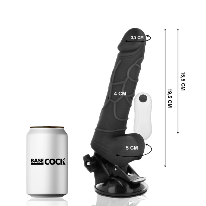 BASECOCK - NATURAL REMOTE CONTROL REALISTIC VIBRATOR WITH TESTICLES 19.5 CM -OR- 4 CM