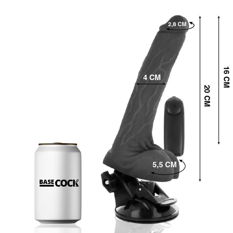 BASECOCK - NATURAL REMOTE CONTROL REALISTIC VIBRATOR WITH TESTICLES 20 CM -OR- 4 CM