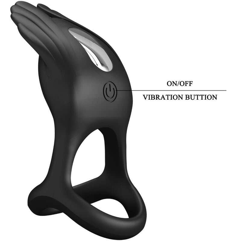 PRETTY LOVE - SILAS VIBRATING RING 7 VIBRATIONS SILICONE BLACK