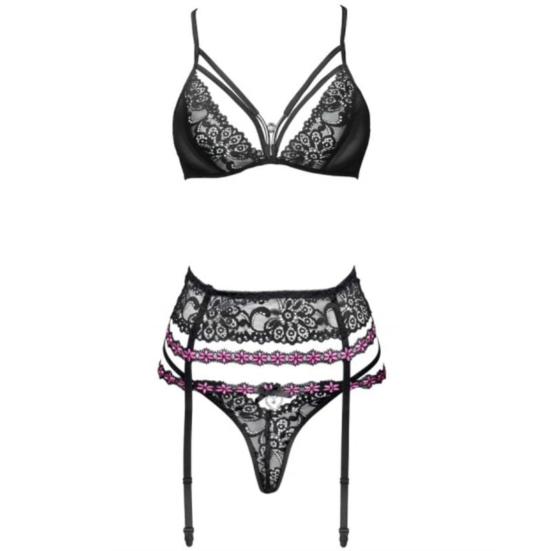 LIVCO CORSETTI FASHION - SNEHANA LC 90443 SUJETADOR + LIGUERO + PANTY NEGRO L/XL