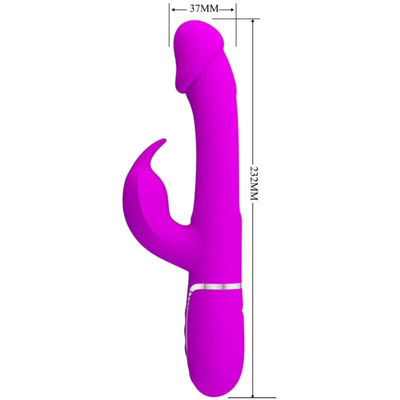 PRETTY LOVE - KAMPAS 3 IN 1 MULTIFUNCTION RABBIT VIBRATOR WITH FUCHSIA TONGUE