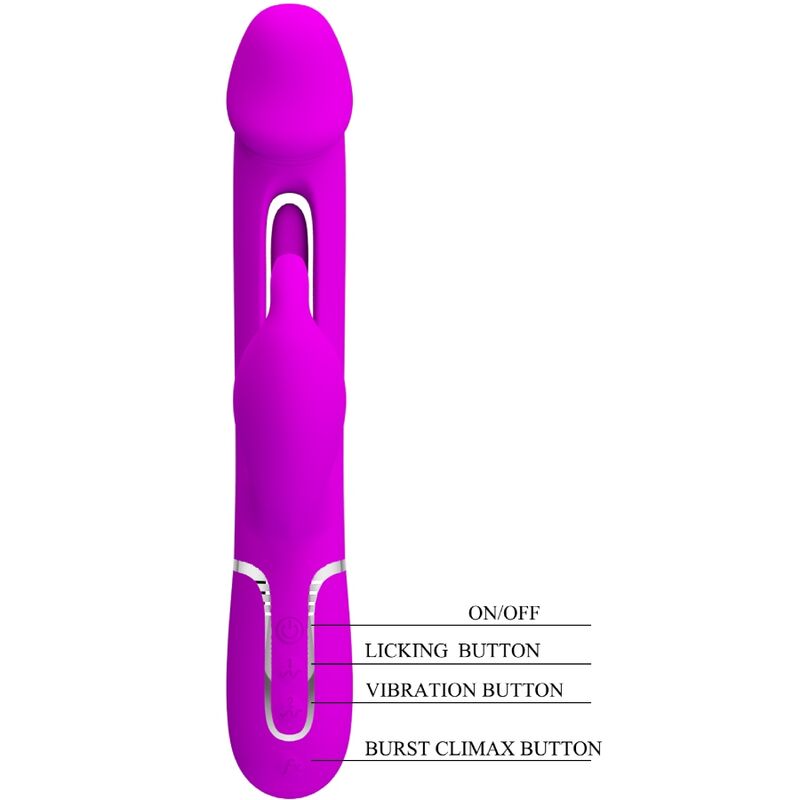 PRETTY LOVE - KAMPAS 3 IN 1 MULTIFUNCTION RABBIT VIBRATOR WITH FUCHSIA TONGUE