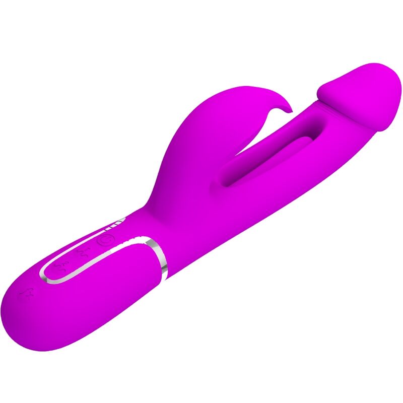 PRETTY LOVE - KAMPAS 3 IN 1 MULTIFUNCTION RABBIT VIBRATOR WITH FUCHSIA TONGUE