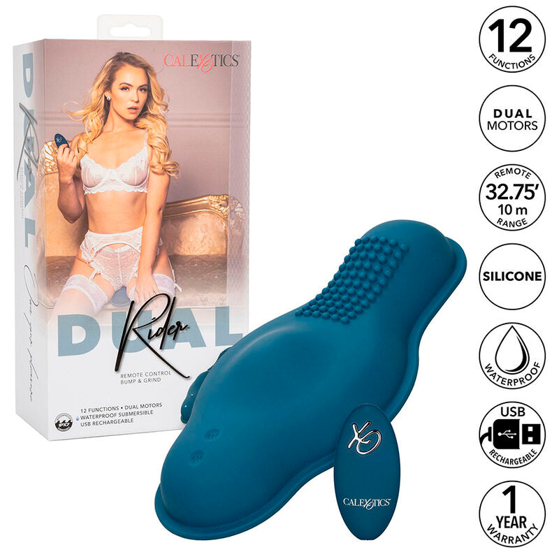 CALEXOTICS - RIDER DUAL MOTOR MASSAGER CONTROLE REMOTO AZUL