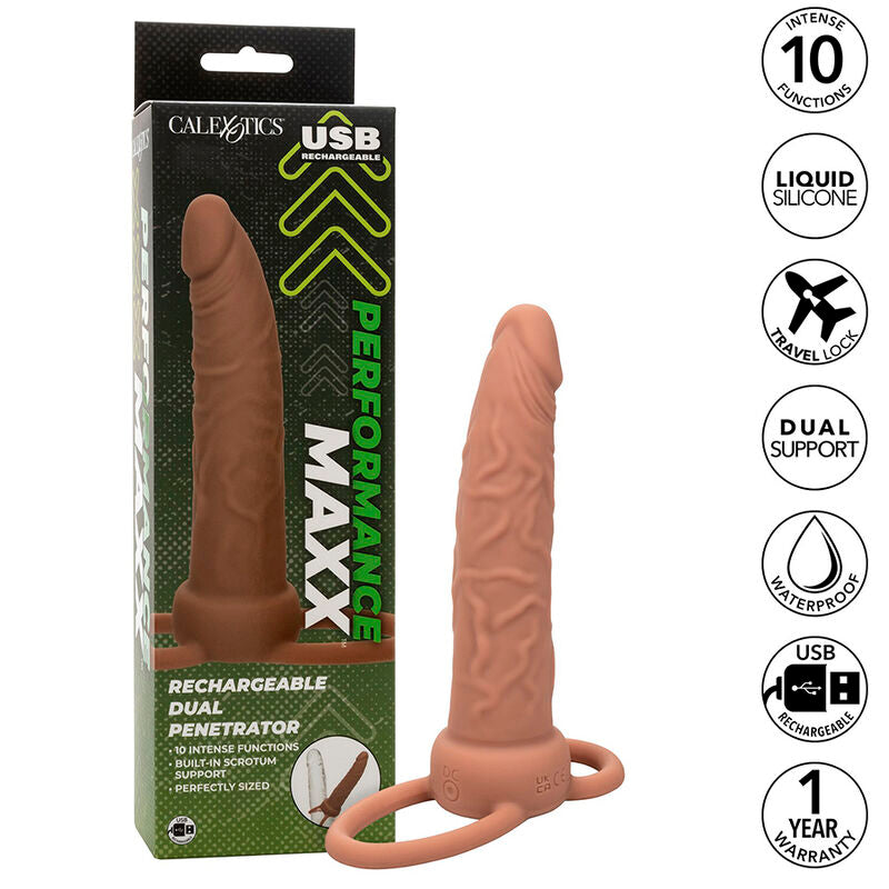 CALEXOTICS - PERFORMANCE MAXX DUPLA PENETRAÇÃO RECARREGÁVEL PELE ESCURA