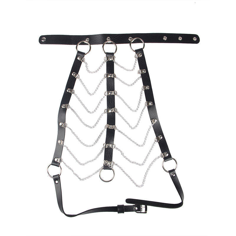 SUBBLIME - BLACK LEATHER CHAIN ​​CHEST HARNESS ONE SIZE