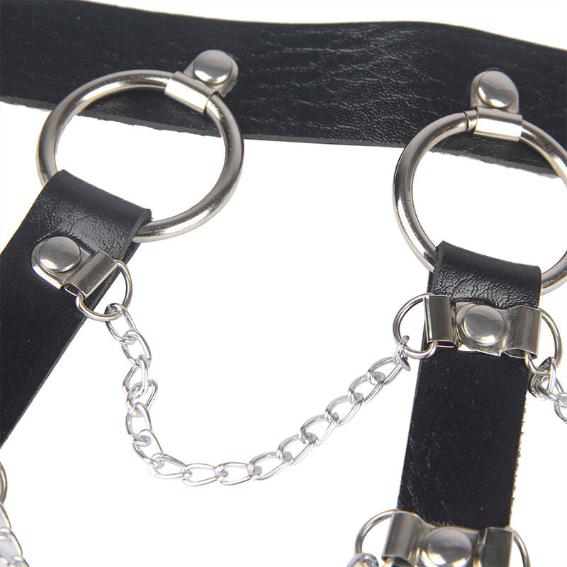 SUBBLIME - BLACK LEATHER CHAIN ​​CHEST HARNESS ONE SIZE