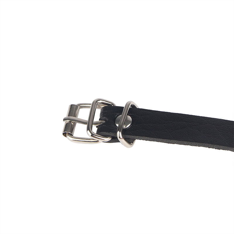 SUBBLIME - BLACK LEATHER CHAIN ​​BELT WITH RINGS ONE SIZE