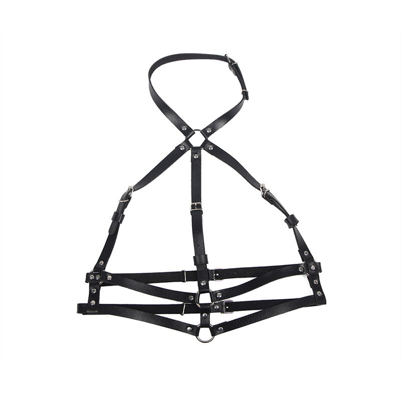 SUBBLIME - BLACK LEATHER CHEST HARNESS RINGS ONE SIZE