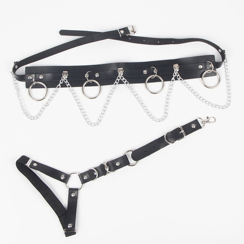 SUBBLIME - BELT AND GARTER HARNESS WITH RINGS AND CHAIN ​​DETAIL ONE SIZE