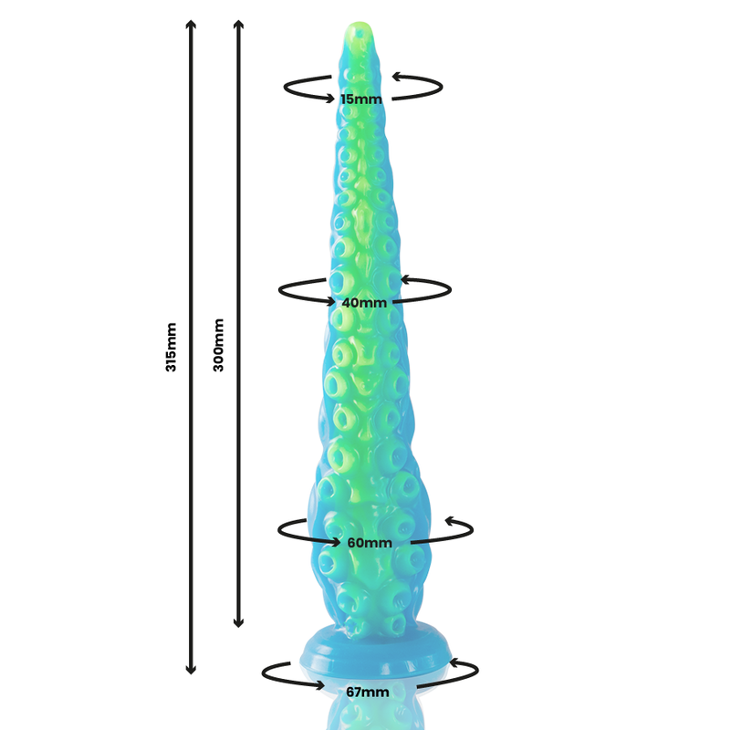 ÉPICO - SCYLLA GRANDE FLUORESCENTE FINO TENTÁCULO DILDO